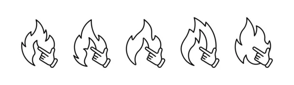 Flamme Diverses Formes Feu Joie Vecteur Illustration Fond Blanc Feu — Image vectorielle