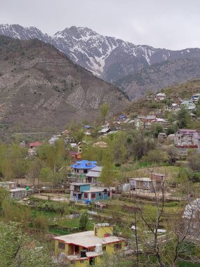 Kashmir, India - April 14th, 2021 : Small village in mountains of kashmir.