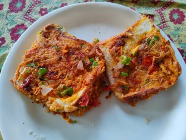 Kashmir, India - April 12 2021 : Egg bread kashmiri style.