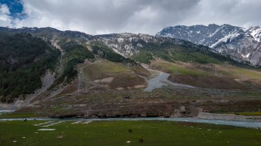 Kashmir, India - April 14th, 2021 : Beautiful landscape of Sonamarg in himalayas.