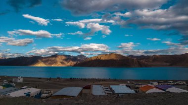 Ladakh, India - 14 July 2021 : Sunset at Pangong Lake.