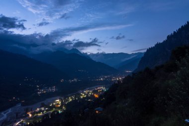 Manali, Himachal Pradesh, India - 01 September 2021 : Manali in Night View.