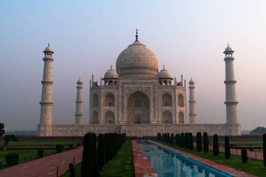 Agra, India - October 19th, 2022 : Sunrise at Taj Mahal, 7 Wonder in World