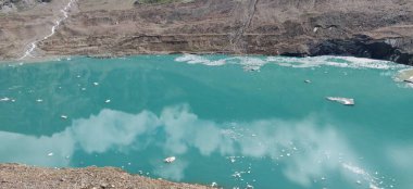 Himachal, India - July 10th, 2022 : Fantastic view of ghepan lake in himalayas. Picturesque summer landscape. Beauty of nature concept background.