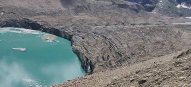 Himachal, India - July 10th, 2022 : Fantastic view of ghepan lake in himalayas. Picturesque summer landscape. Beauty of nature concept background.