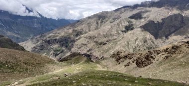 Himachal, India - July 11th, 2022 : Beautiful Landscape of Himalayan Range, Mountains in India, Nature Photo