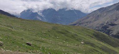 Himachal, India - July 11th, 2022 : Beautiful Landscape of Himalayan Range, Mountains in India, Nature Photo