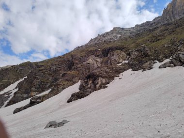 Himachal, India - June 9th, 2022 : the view of Himalayas in Hampta Trek in Manali