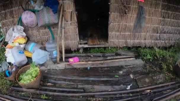 Dentro Casa Madeira Lago Loktak Manipur — Vídeo de Stock