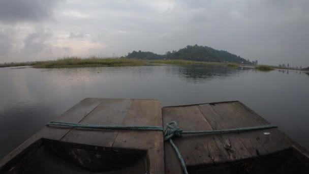 Плавучий Човен Прямує Озера Локаке Маніпур — стокове відео