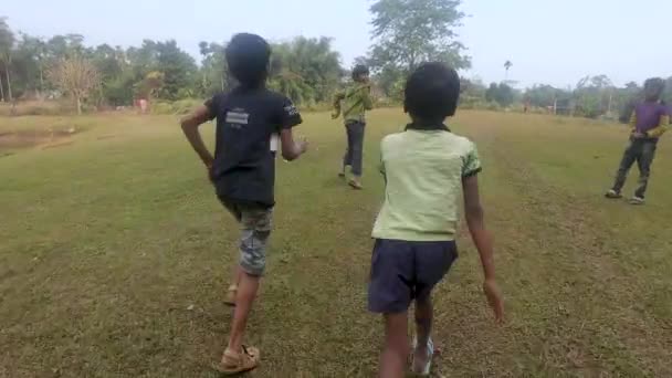 Дети Играют Ярким Солнечным Небом Ассо Индия — стоковое видео