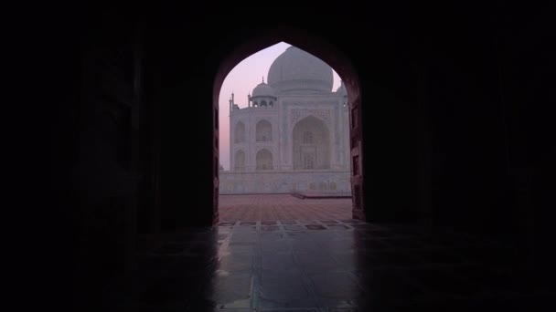 Filmagem Taj Mahal Early Morning Agra Índia — Vídeo de Stock