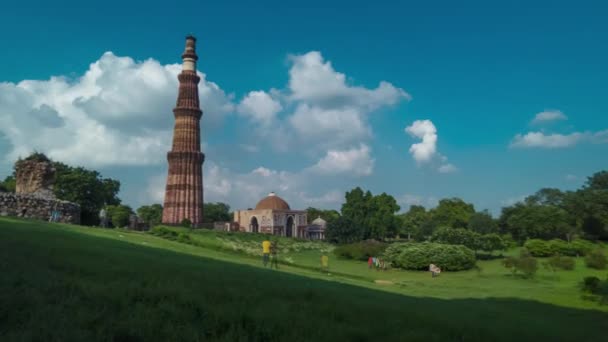 Qutub Minar Időeltolódása Delhi India — Stock videók