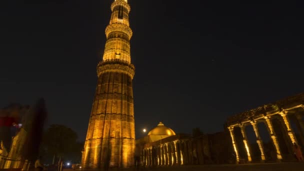Timelapse Qutub Minar Delhi Indie — Wideo stockowe