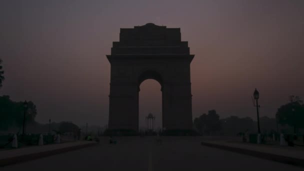 Zonsopgang Bij India Gate Timelapse Delhi — Stockvideo