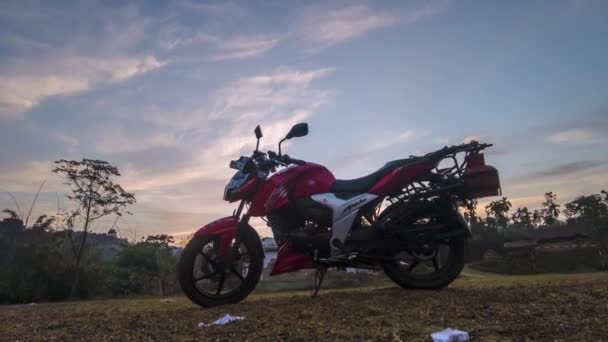 Calendário Nascer Sol Sobre Motocicleta Nagaland — Vídeo de Stock