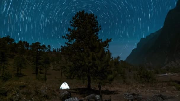 Timelapse Sentieri Stella Polare Una Tenda Campeggio Arunachal — Video Stock