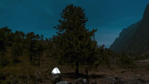 Timelapse Camping Bajo Cielo Estrellado Arunachal — Vídeos de Stock