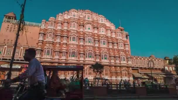Hindistan Jaipur Daki Hawa Mahal Deki Şehir Trafiğinin Zamanı — Stok video