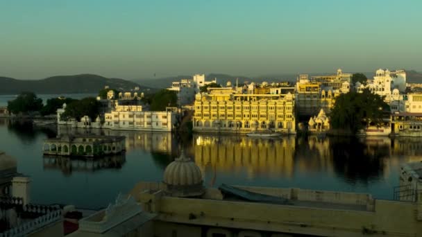 Timelapse Soluppgången Udaipur Stad Rajasthan Indien — Stockvideo