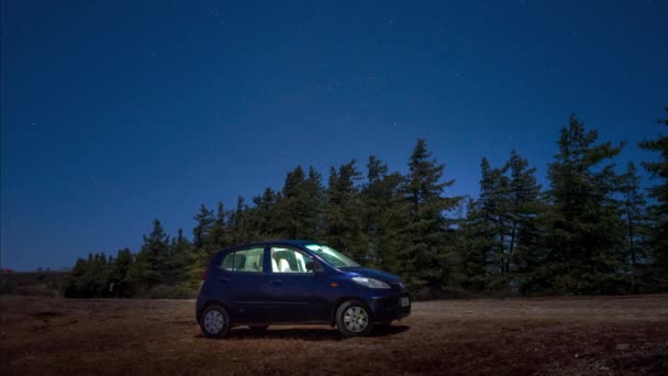 Starry Sky Timelapse Car Mountains India — Video Stock