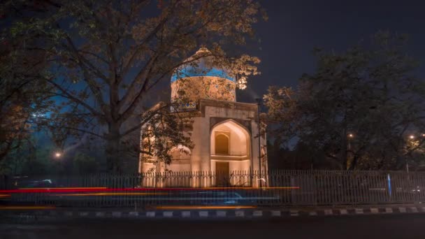 Delhi Hindistan Neela Gumbad Timelapse Trafiği — Stok video