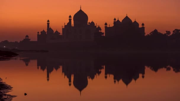 Time Lapse Amazing Παραλλαγή Χρωμάτων Ανατολή Ηλίου Στο Taj Mahal — Αρχείο Βίντεο
