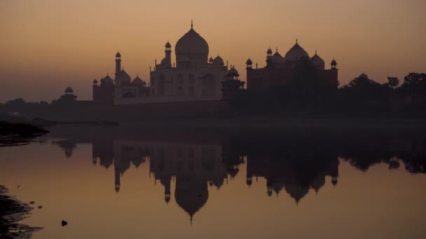 Sorprendente Alba Taj Mahal Riflesso Esso Acqua Agra — Video Stock