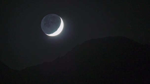 Заход Луны Гору — стоковое видео