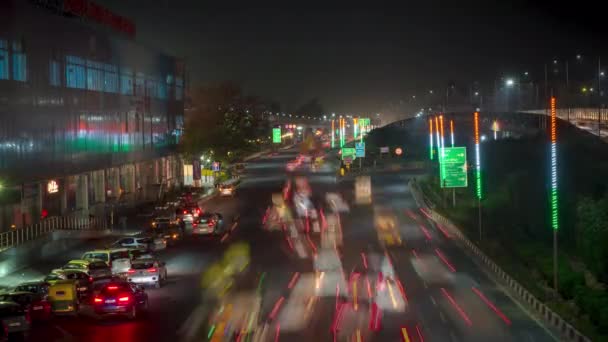 Calendário Busy Road Noite Delhi Índia — Vídeo de Stock