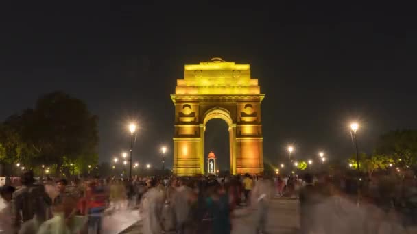 Multitud India Gate Timelapse Delhi — Vídeos de Stock
