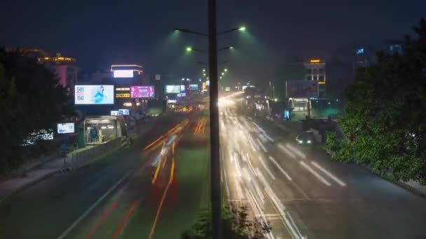 Natt Timelapse Upptagen Trafik Road South Extension Delhi Indien — Stockvideo