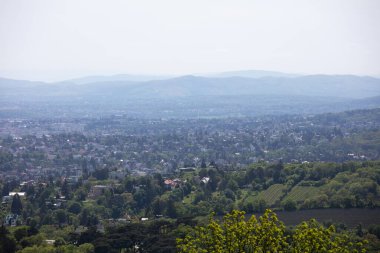 Viyana, Avusturya 'dan, Kahlenberg, Avusturya' dan, güneşli bir bahar gününde tatil sırasında çekilmiş bir manzara.