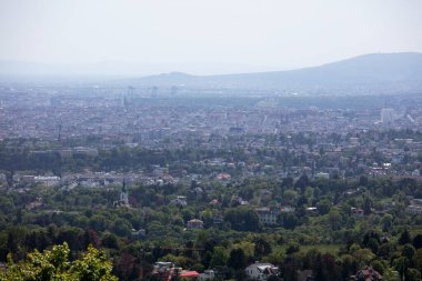 Viyana, Avusturya 'dan, Kahlenberg, Avusturya' dan, güneşli bir bahar gününde tatil sırasında çekilmiş bir manzara.