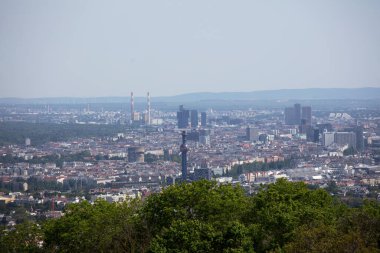 Viyana, Avusturya 'dan, Kahlenberg, Avusturya' dan, güneşli bir bahar gününde tatil sırasında çekilmiş bir manzara.