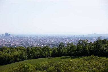 Viyana, Avusturya 'dan, Kahlenberg, Avusturya' dan, güneşli bir bahar gününde tatil sırasında çekilmiş bir manzara.