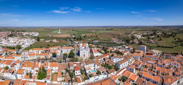 Letecký Panoramatický Výhled Typickou Vesnici Castro Verde Krajině Alentejo Populární — Stock fotografie