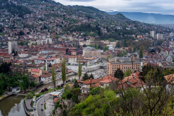 Sarajevo Bosnië Herzegovina Panoramisch Uitzicht Vanaf Berg — Stockfoto