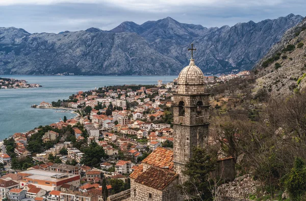 Draufsicht Auf Die Antike Stadt Kotor Und Die Bucht Von — Stockfoto