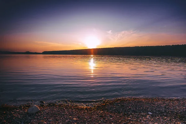 Прекрасний Захід Сонця Над Річкою Краса Природа Фон Текстура — стокове фото