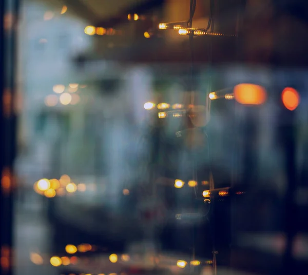 Schaufenster Mit Nächtlichen Lichtern Abstraktem Urbanem Hintergrund Und Technischer Textur — Stockfoto