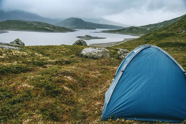 Wild Camping Tent Northern Europe Traveling Scandinavia National Park Norway — Stock Photo, Image
