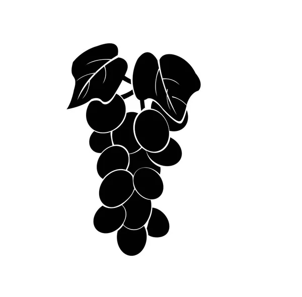 Black Silhouette Grape Vector Icon — Vector de stock