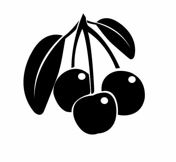 Silhouette Black Cherry Vector Icon — Vector de stock