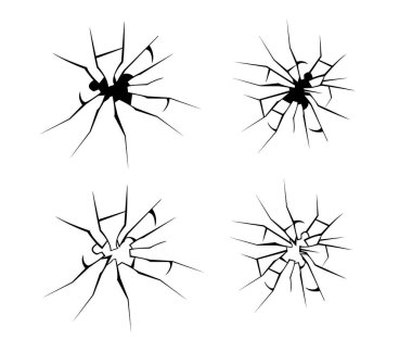 Cam kırığı vektör çizimi seti