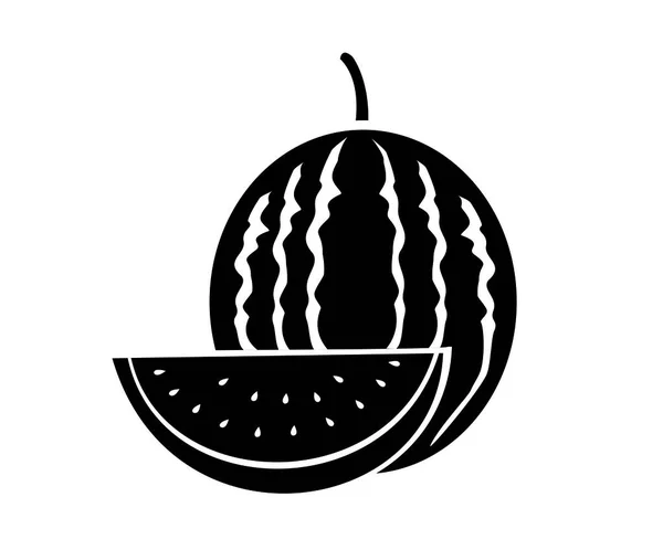 Whole Sliced Watermelon Icon Vector — Vector de stock