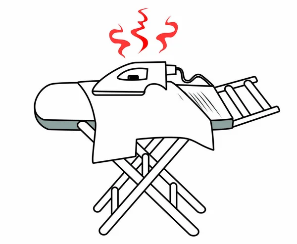 a burning shirt on an ironing board hand drawn sketch