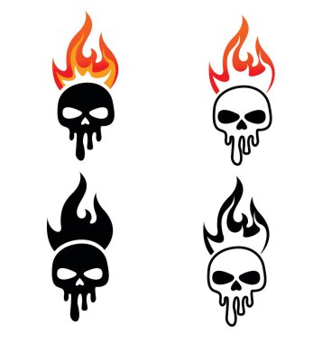 burning skull logo design vector