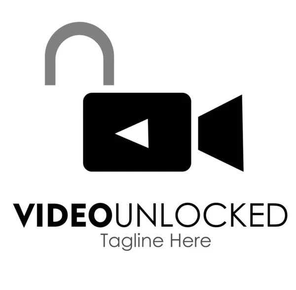 Video Unlocked Logo Design Concept Isolated White Background — Vector de stock