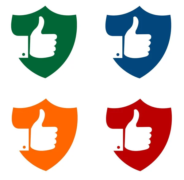 good shield with thumb colorful icon set